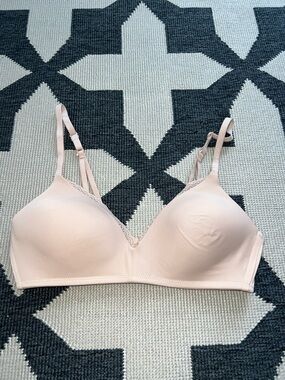 Aerie Tan Nude Lightly Padded Lace Trim Bralette